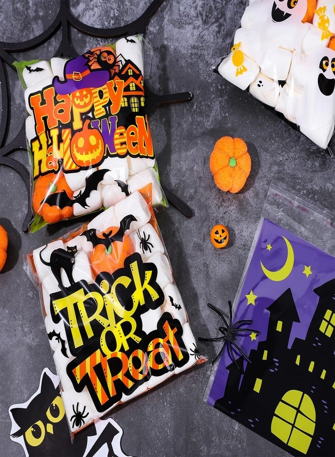 Whaline Waline 240 Pcs Cellophane Treat Bags - Self Adhesive Happy Halloween Trick Or Treat Haunted House Boo Bags Candy Goodie Gift & Party Favor Bags - Image 4